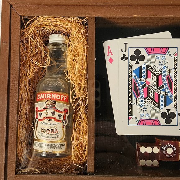 A Gamblers Shadowbox For Mancave - Blackjack Dice Matches Coin Drink -Wall Hung - Picture 7 of 8